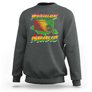 Reggae Music Sweatshirt Rastafari Rasta Jamaica Boombox TS11 Dark Heather Print Your Wear