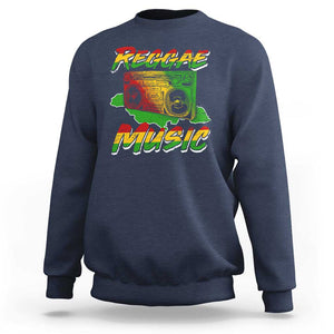 Reggae Music Sweatshirt Rastafari Rasta Jamaica Boombox TS11 Navy Print Your Wear