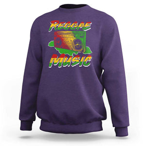 Reggae Music Sweatshirt Rastafari Rasta Jamaica Boombox TS11 Purple Print Your Wear