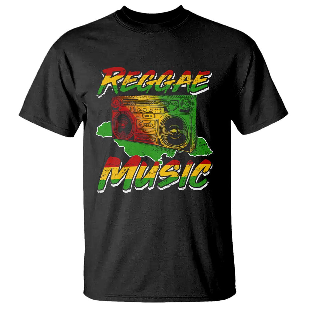 Reggae Music T Shirt Rastafari Rasta Jamaica Boombox TS11 Black Print Your Wear