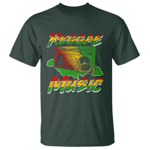 Reggae Music T Shirt Rastafari Rasta Jamaica Boombox TS11 Dark Forest Green Print Your Wear