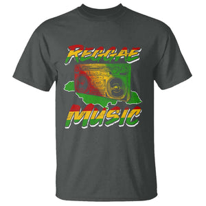 Reggae Music T Shirt Rastafari Rasta Jamaica Boombox TS11 Dark Heather Print Your Wear