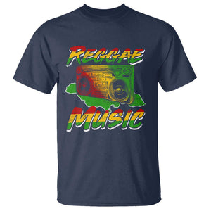 Reggae Music T Shirt Rastafari Rasta Jamaica Boombox TS11 Navy Print Your Wear