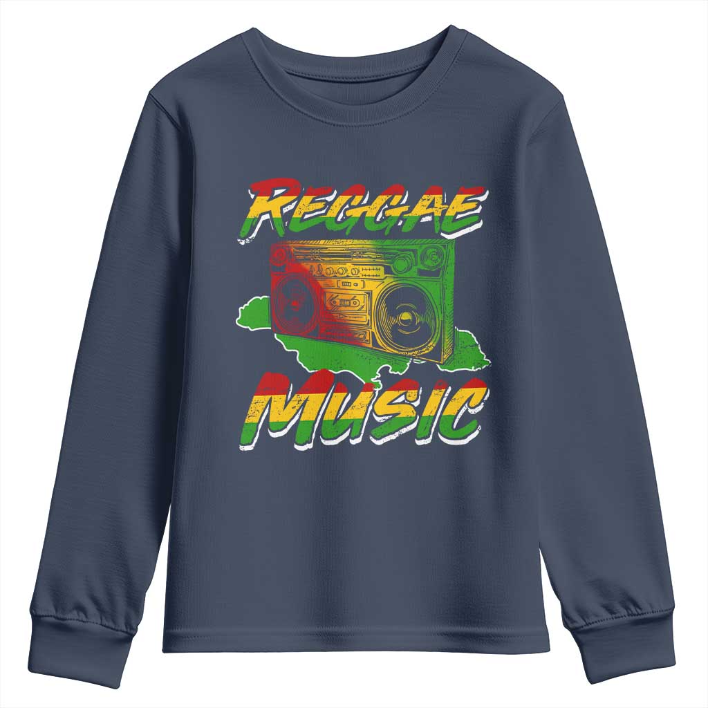 Reggae Music Youth Sweatshirt Rastafari Rasta Jamaica Boombox TS11 Navy Print Your Wear