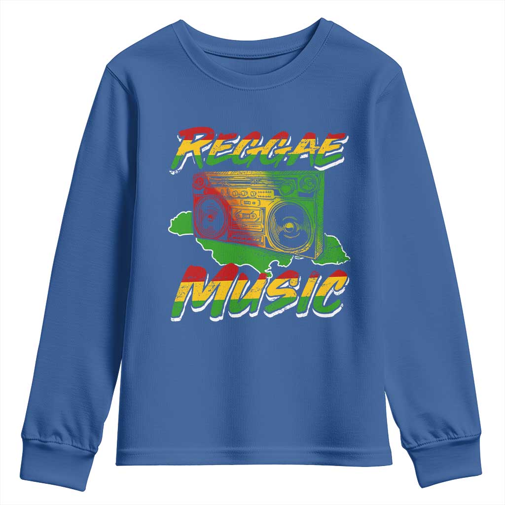 Reggae Music Youth Sweatshirt Rastafari Rasta Jamaica Boombox TS11 Royal Blue Print Your Wear