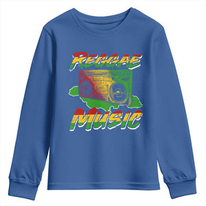 Reggae Music Youth Sweatshirt Rastafari Rasta Jamaica Boombox TS11 Royal Blue Print Your Wear
