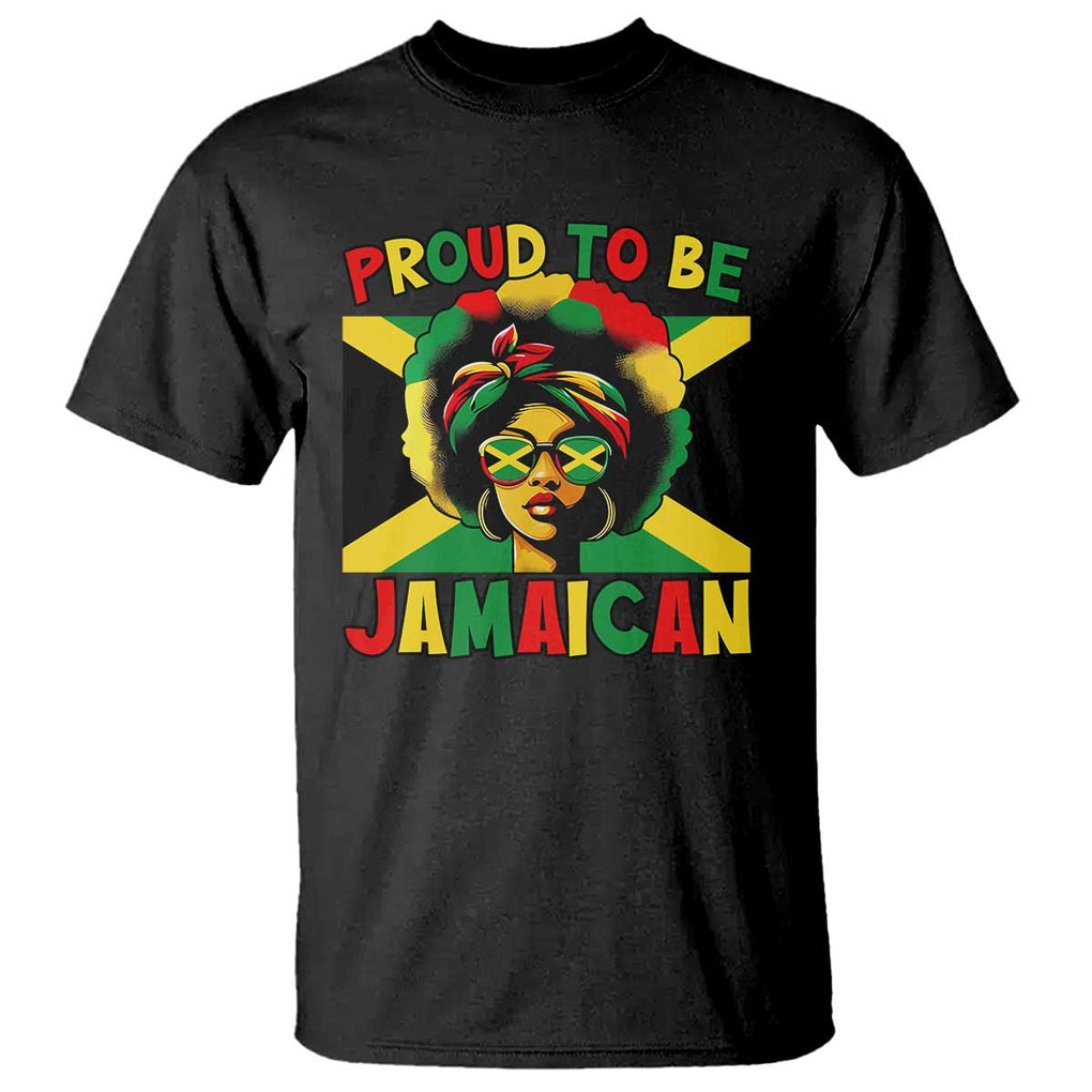 Proud To Be Jamaican T Shirt Jamaica Pride Flag Girl Sunglasses TS11 Black Print Your Wear