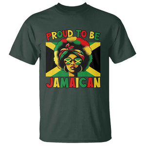 Proud To Be Jamaican T Shirt Jamaica Pride Flag Girl Sunglasses TS11 Dark Forest Green Print Your Wear