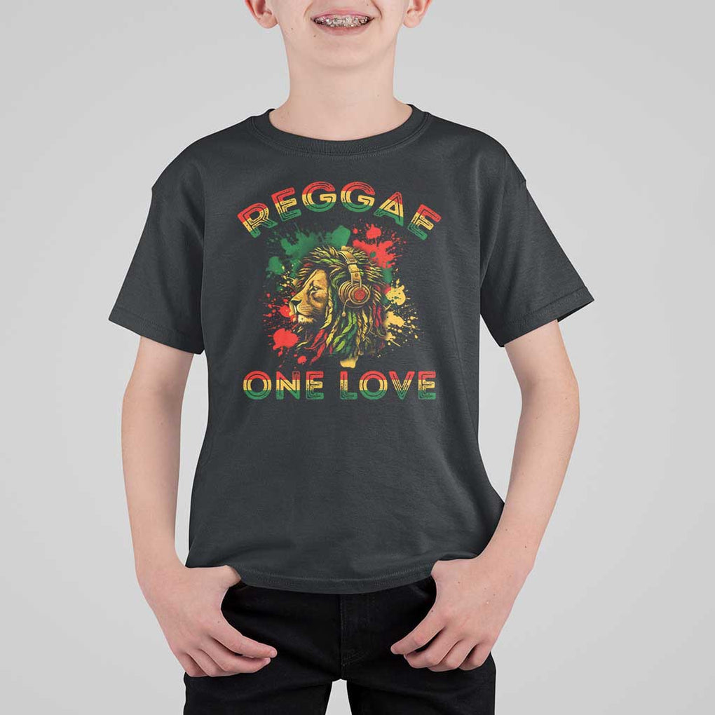 Reggae One Love T Shirt For Kid Rasta Music Jamaican Pride Headphones Lion TS11 Black Print Your Wear