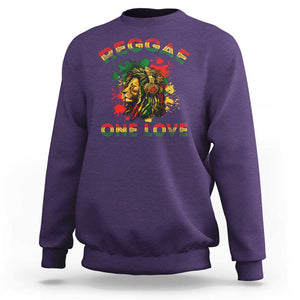 Reggae One Love Sweatshirt Rasta Music Jamaican Pride Headphones Lion TS11 Purple Print Your Wear