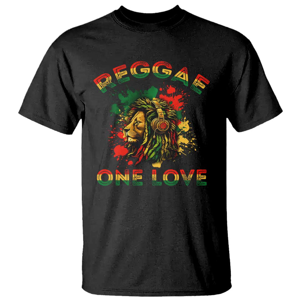 Reggae One Love T Shirt Rasta Music Jamaican Pride Headphones Lion TS11 Black Print Your Wear