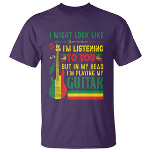 Rasta Reggae Music T Shirt Funny I Might Look Like I'm Listening But I'm Playing My Guitar TS11 Purple Print Your Wear