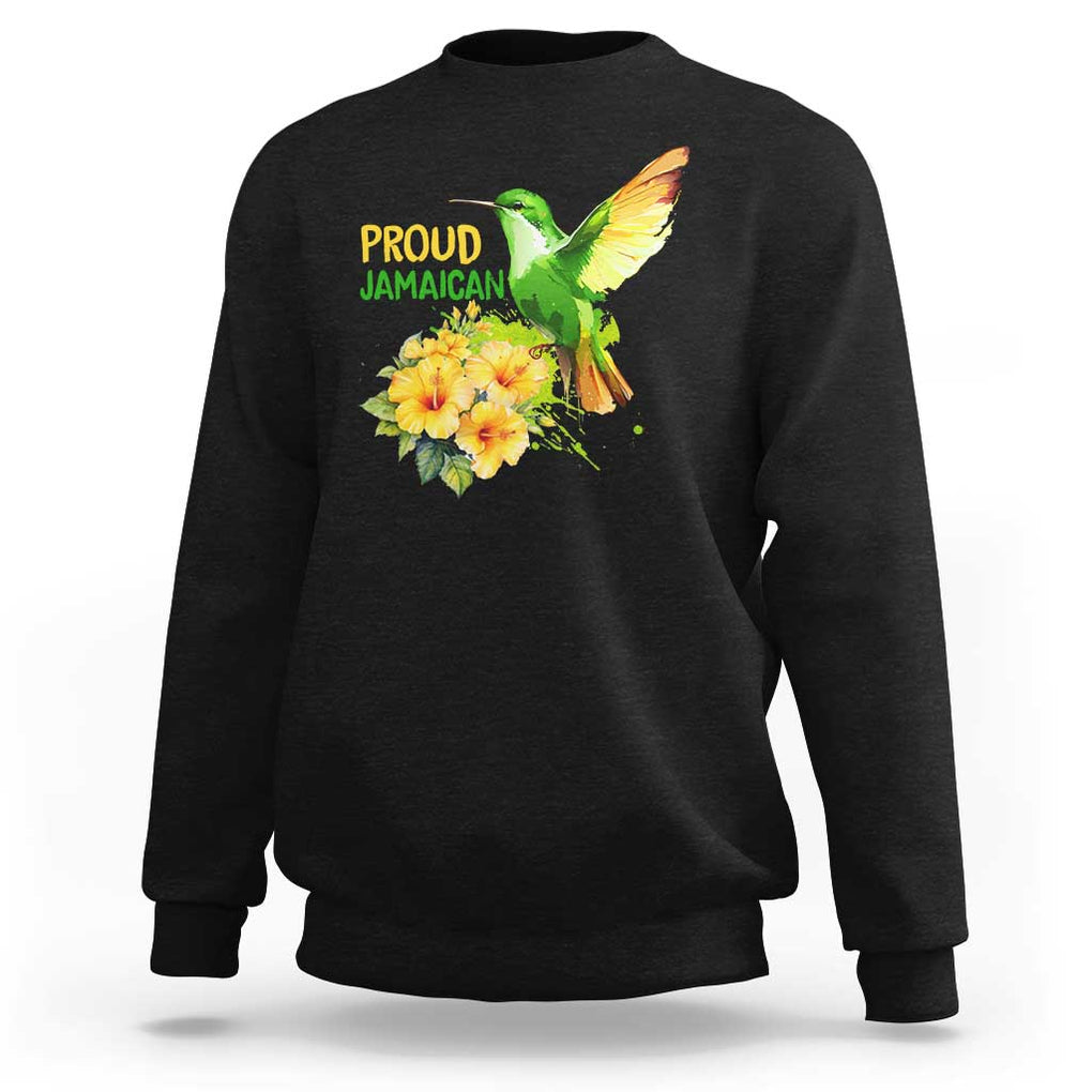 Proud Jamaican Sweatshirt Jamaica Flag Hummingbird Hibiscus TS11 Black Print Your Wear