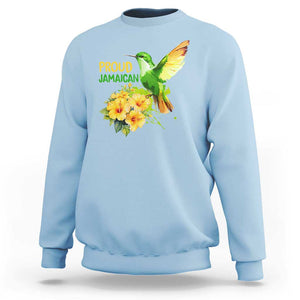 Proud Jamaican Sweatshirt Jamaica Flag Hummingbird Hibiscus TS11 Light Blue Print Your Wear