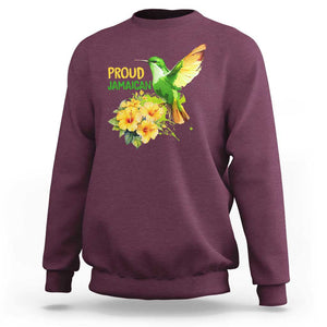 Proud Jamaican Sweatshirt Jamaica Flag Hummingbird Hibiscus TS11 Maroon Print Your Wear