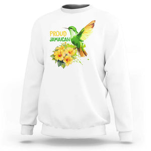 Proud Jamaican Sweatshirt Jamaica Flag Hummingbird Hibiscus TS11 White Print Your Wear