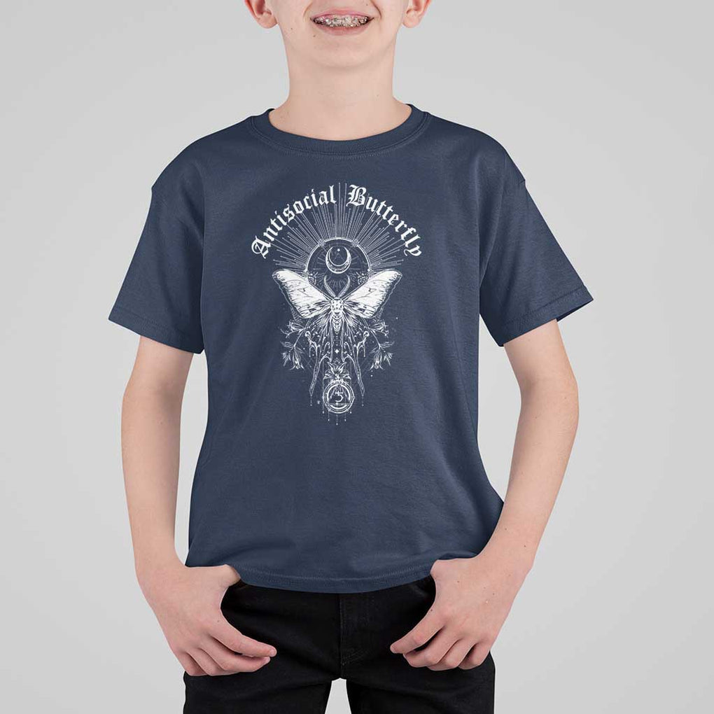 Funny Moth T Shirt For Kid Antisocial Butterfly Vintage Myth Superstitions TS11 Navy Print Your Wear