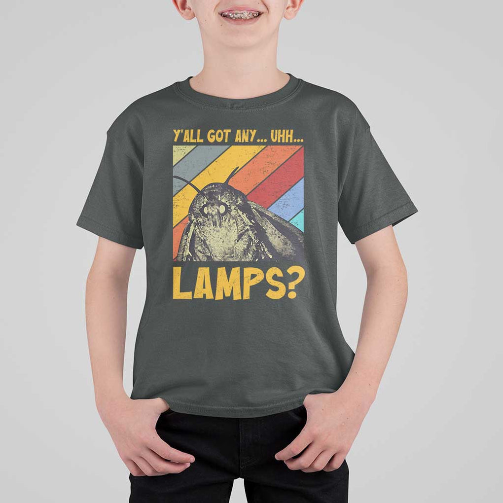 Funny Moth T Shirt For Kid Y'all Got Any Lamps Insect Meme TS11 Dark Heather Print Your Wear