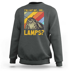 Funny Moth Sweatshirt Y'all Got Any Lamps Insect Meme TS11 Dark Heather Print Your Wear