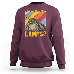 Funny Moth Sweatshirt Y'all Got Any Lamps Insect Meme TS11 Maroon Print Your Wear