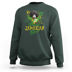 Proud Jamaican Gyal Sweatshirt Afro Black Girls Jamaica Flag TS11 Dark Forest Green Print Your Wear