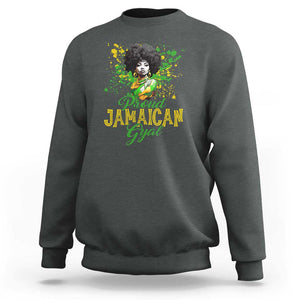 Proud Jamaican Gyal Sweatshirt Afro Black Girls Jamaica Flag TS11 Dark Heather Print Your Wear