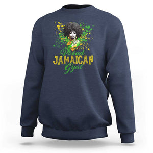 Proud Jamaican Gyal Sweatshirt Afro Black Girls Jamaica Flag TS11 Navy Print Your Wear