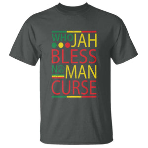 Who Jah Bless No Man Curse T Shirt Jamaica Flag Rasta Reggae Roots TS11 Dark Heather Print Your Wear