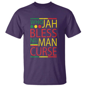 Who Jah Bless No Man Curse T Shirt Jamaica Flag Rasta Reggae Roots TS11 Purple Print Your Wear