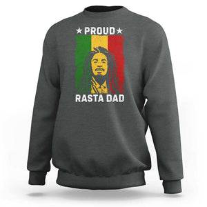 Proud Rasta Dad Sweatshirt Rastafarian Jamaica Father's Day TS11 Dark Heather Print Your Wear