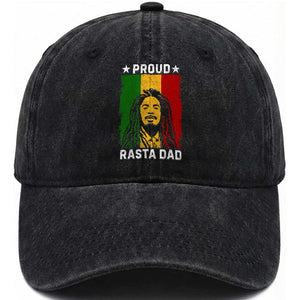 Proud Rasta Dad Washed Cotton Baseball Cap Rastafarian Jamaica Father's Day TS11 Print Your Wear