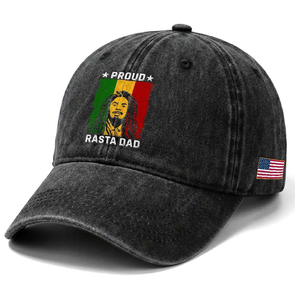 Proud Rasta Dad Washed Cotton Baseball Cap Rastafarian Jamaica Father's Day TS11 Print Your Wear