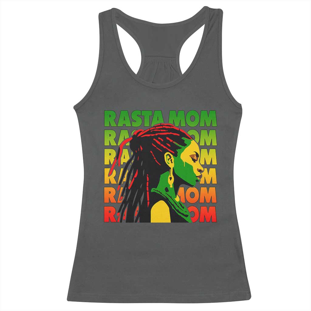 Rasta Mom Racerback Tank Top Jamaican Black Girls Flag Dreadlocks TS11 Dark Heather Print Your Wear