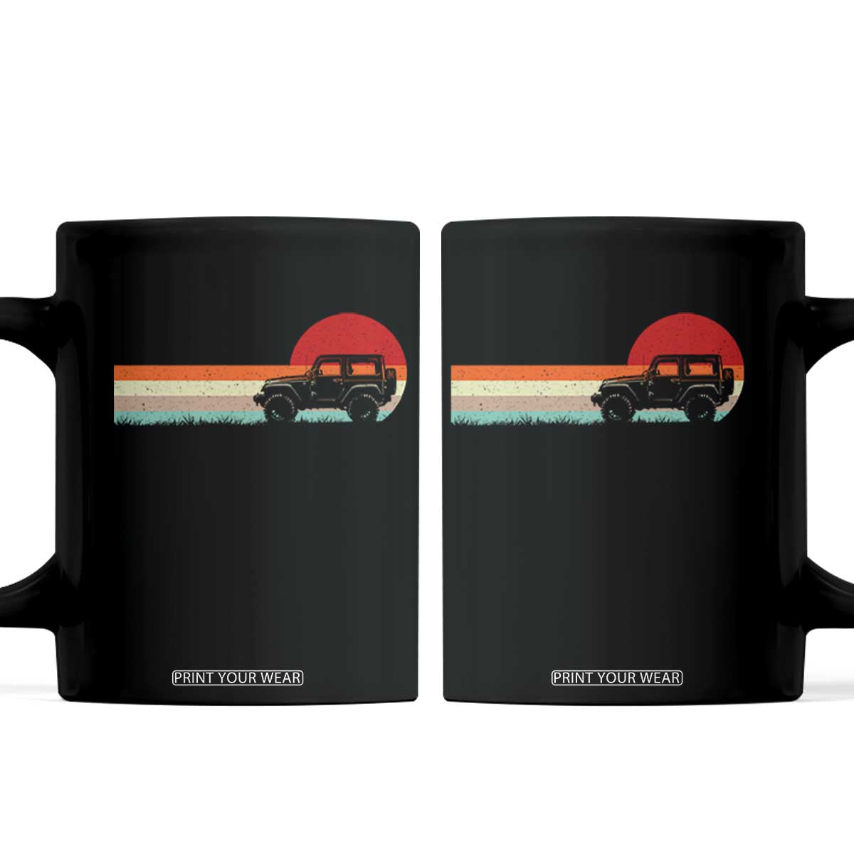 Off Road QUAD ATV Car Vintage Retro Sunset Coffee Mug TS11 Black Print Your Wear