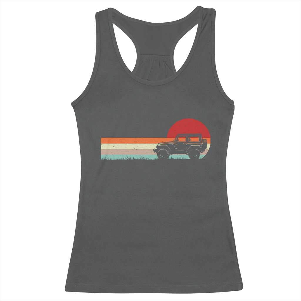 Off Road QUAD ATV Car Vintage Retro Sunset Racerback Tank Top TS11 Dark Heather Print Your Wear