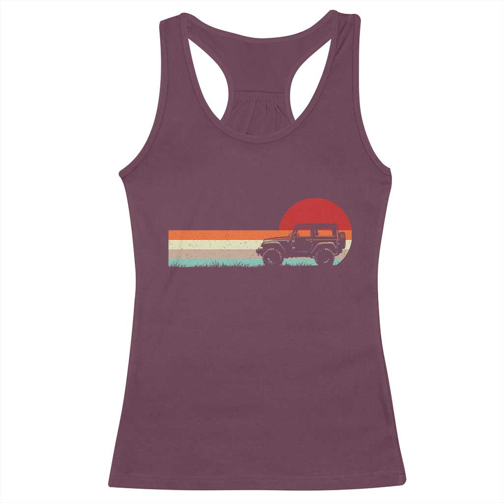 Off Road QUAD ATV Car Vintage Retro Sunset Racerback Tank Top TS11 Maroon Print Your Wear