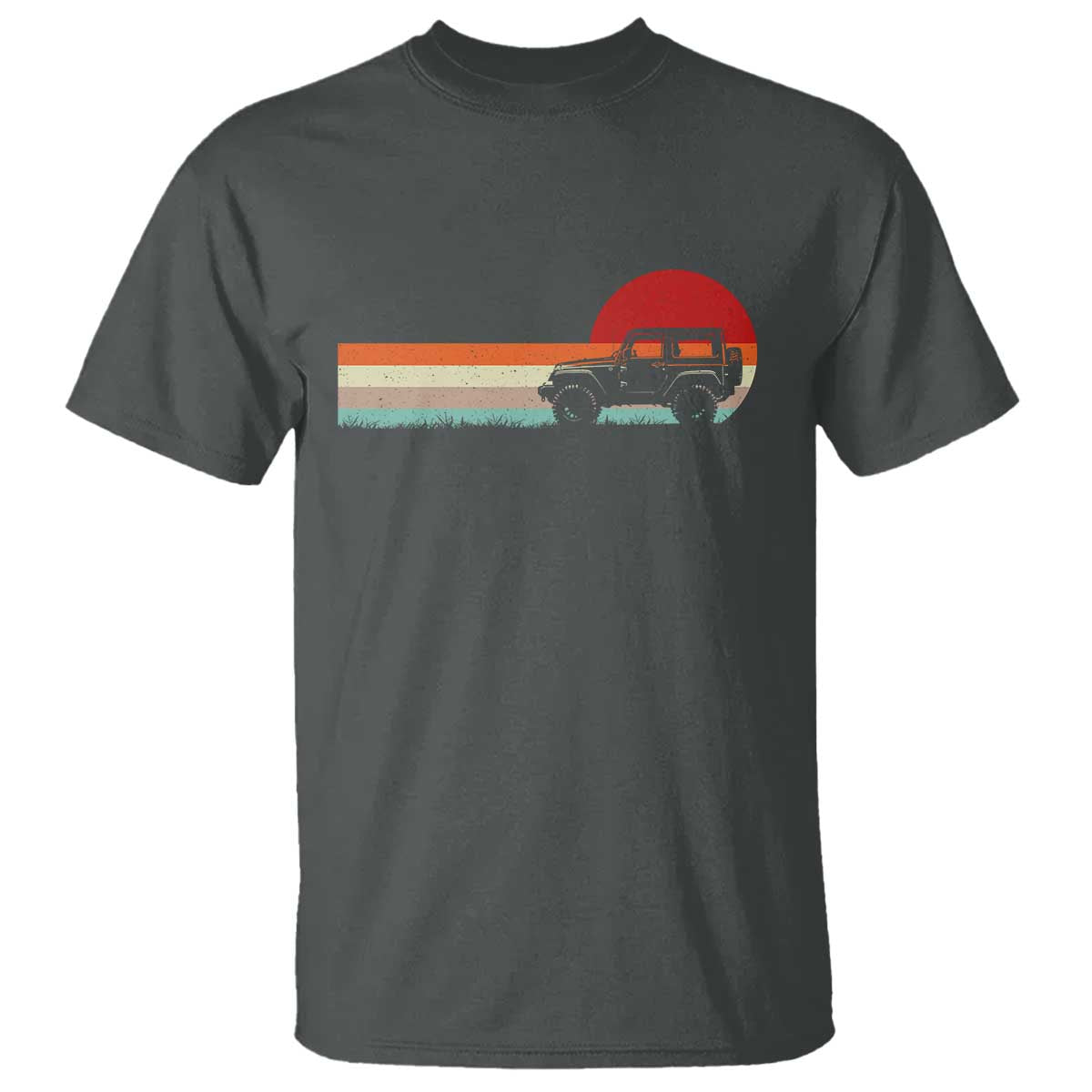 Off Road QUAD ATV Car Vintage Retro Sunset T Shirt TS11 Dark Heather Print Your Wear