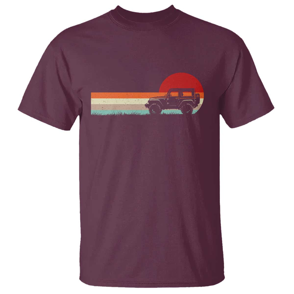 Off Road QUAD ATV Car Vintage Retro Sunset T Shirt TS11 Maroon Print Your Wear