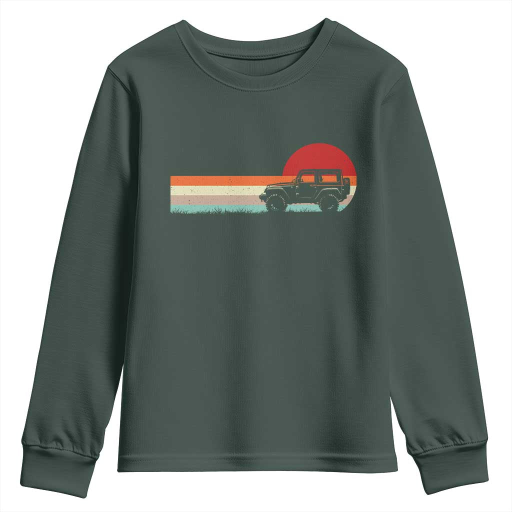 Off Road QUAD ATV Car Vintage Retro Sunset Youth Sweatshirt TS11 Dark Forest Green Print Your Wear