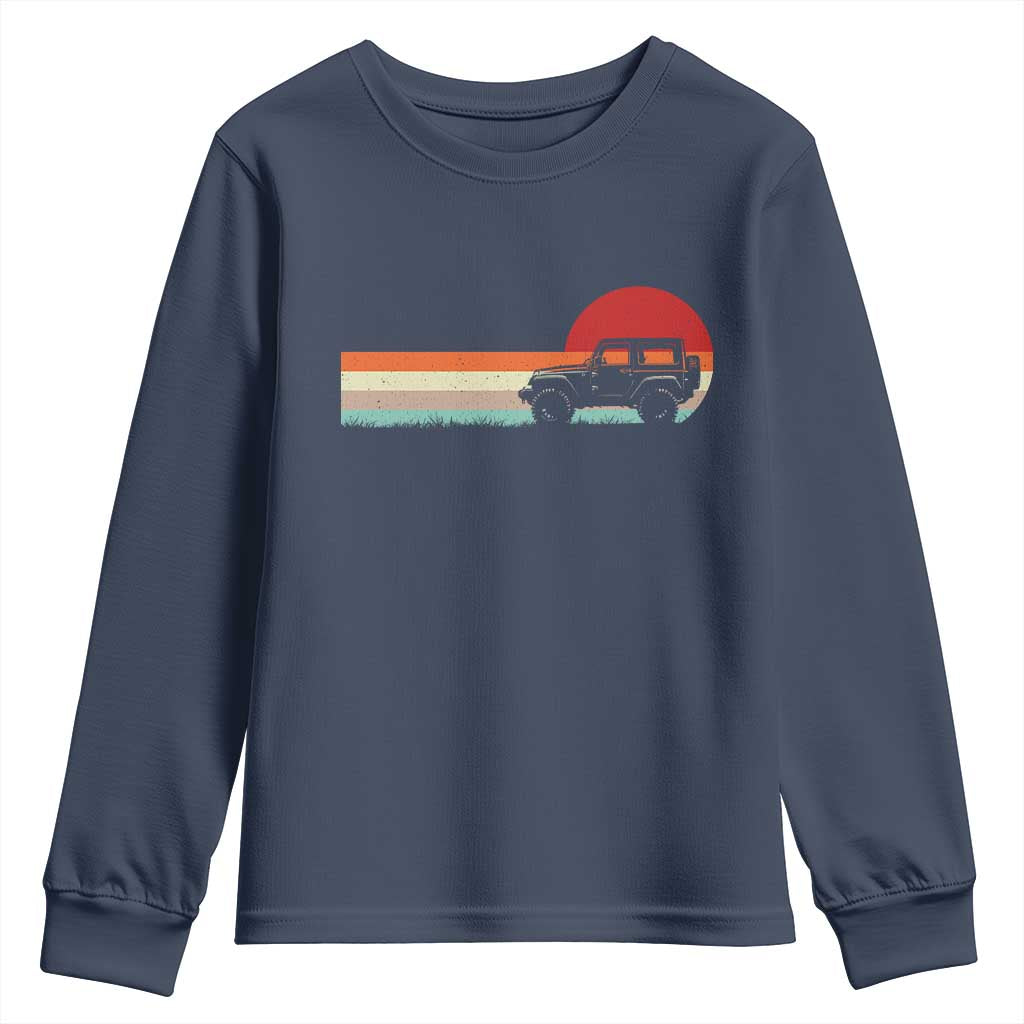 Off Road QUAD ATV Car Vintage Retro Sunset Youth Sweatshirt TS11 Navy Print Your Wear
