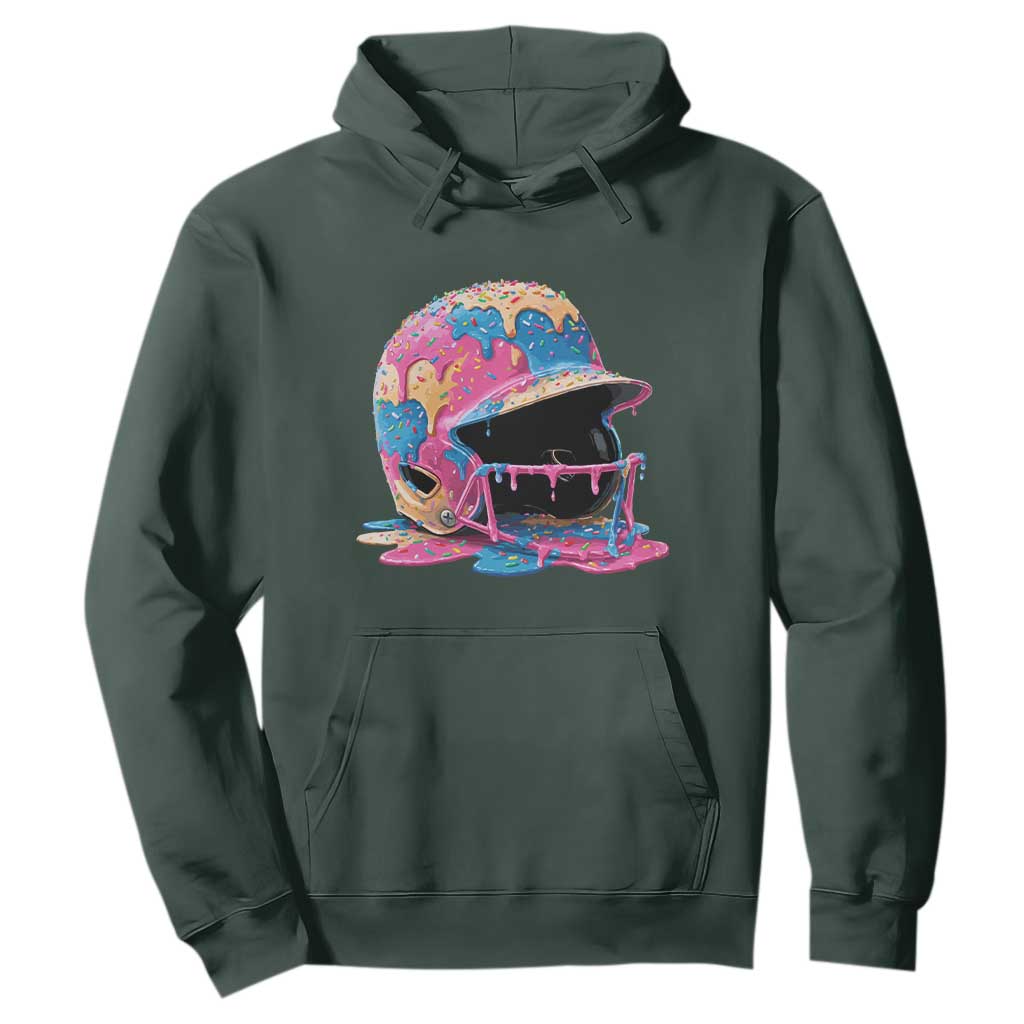 Funny Baseball Helmet Ice Cream Baseball Drip Hoodie TS11 Dark Forest Green Print Your Wear