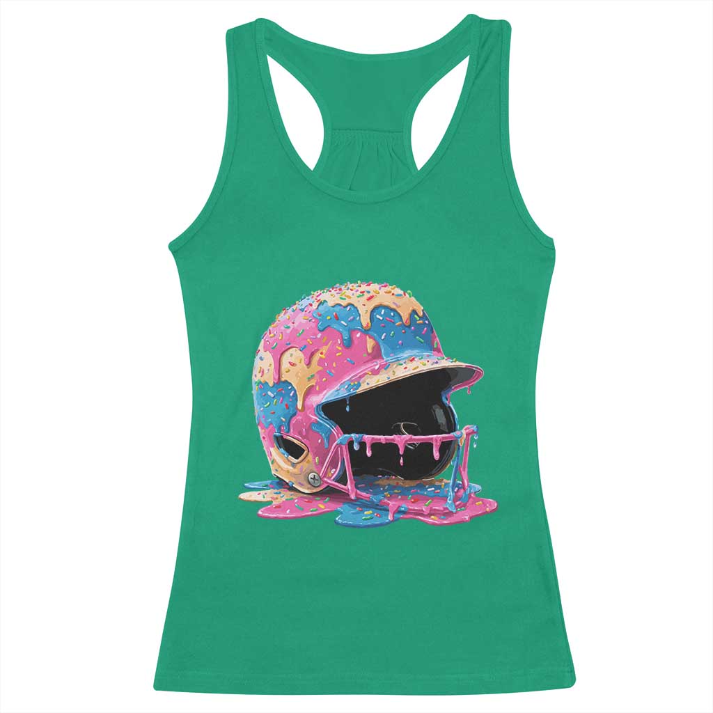 Funny Baseball Helmet Ice Cream Baseball Drip Racerback Tank Top TS11 Irish Green Print Your Wear