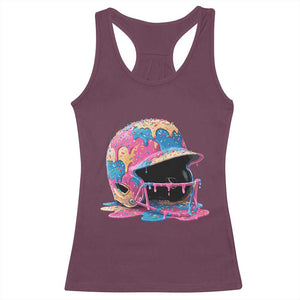 Funny Baseball Helmet Ice Cream Baseball Drip Racerback Tank Top TS11 Maroon Print Your Wear