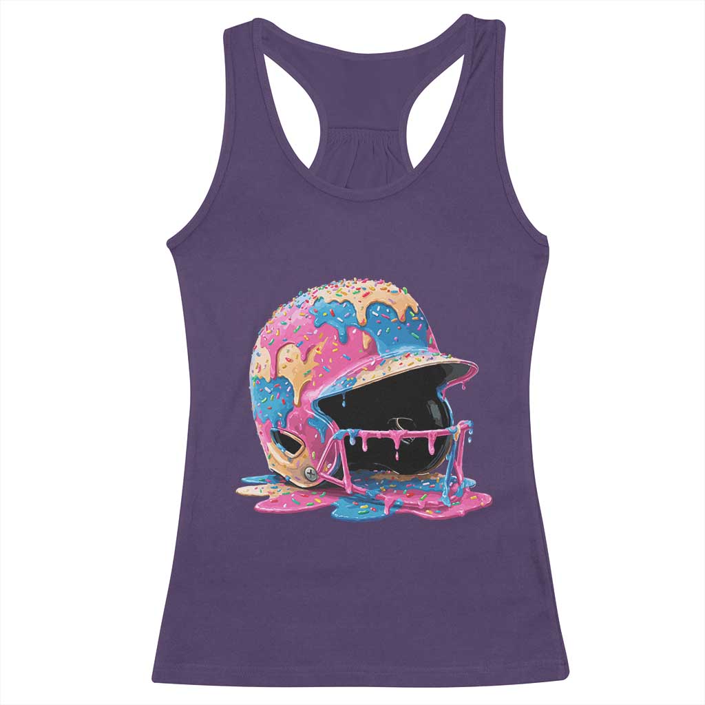 Funny Baseball Helmet Ice Cream Baseball Drip Racerback Tank Top TS11 Purple Print Your Wear