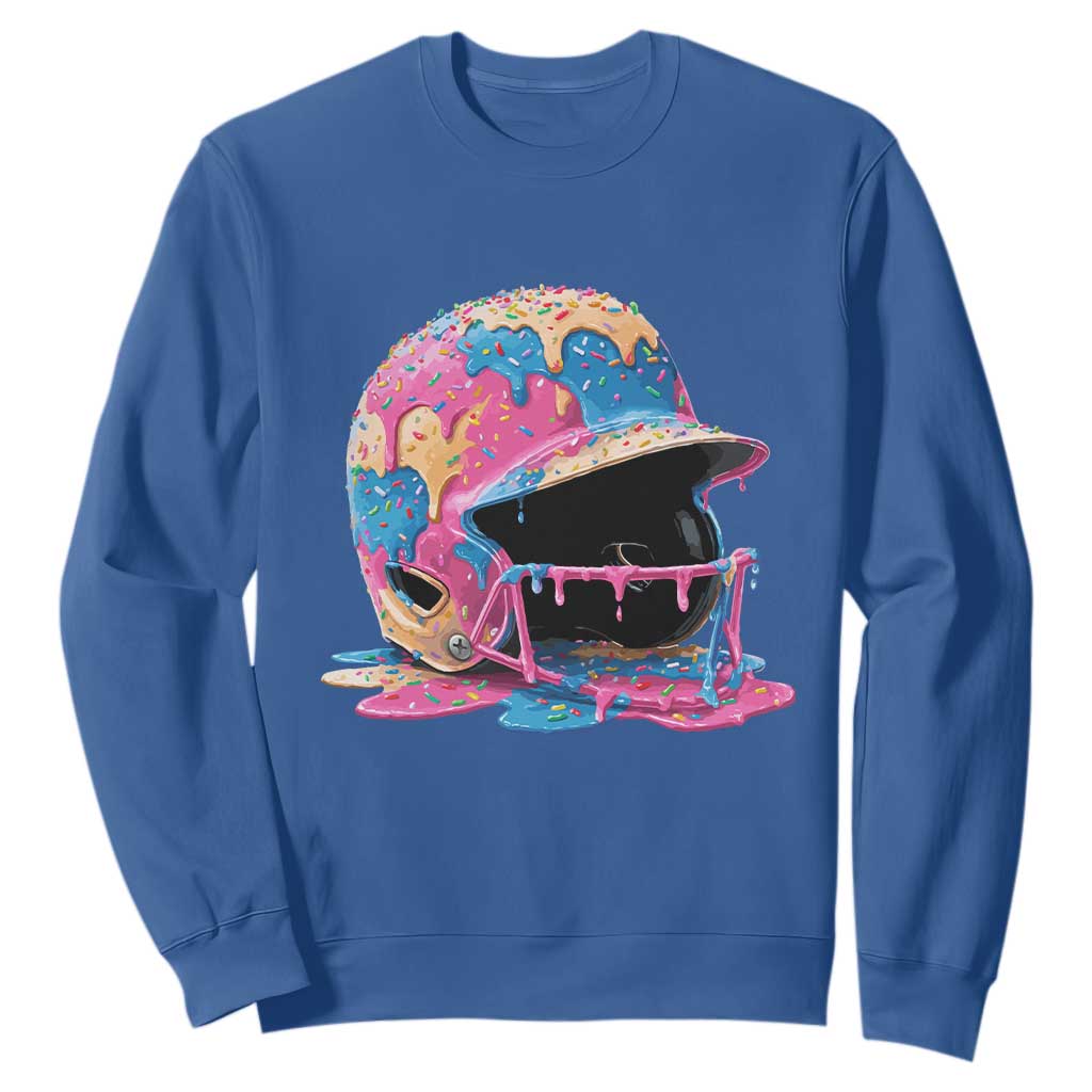 Funny Baseball Helmet Ice Cream Baseball Drip Sweatshirt TS11 Royal Blue Print Your Wear