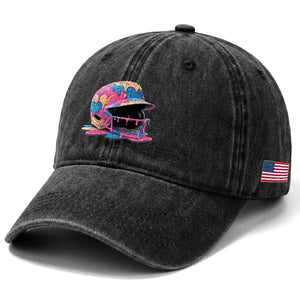 Funny Baseball Helmet Ice Cream Baseball Drip Washed Cotton Baseball Cap TS11 Print Your Wear