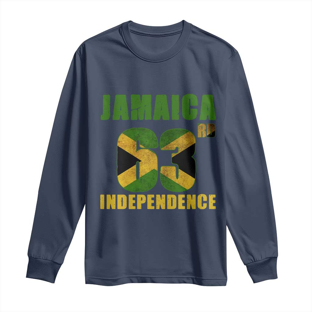 Jamaica 63rd Independence Long Sleeve Shirt Jamaican Pride TS11 Navy Print Your Wear