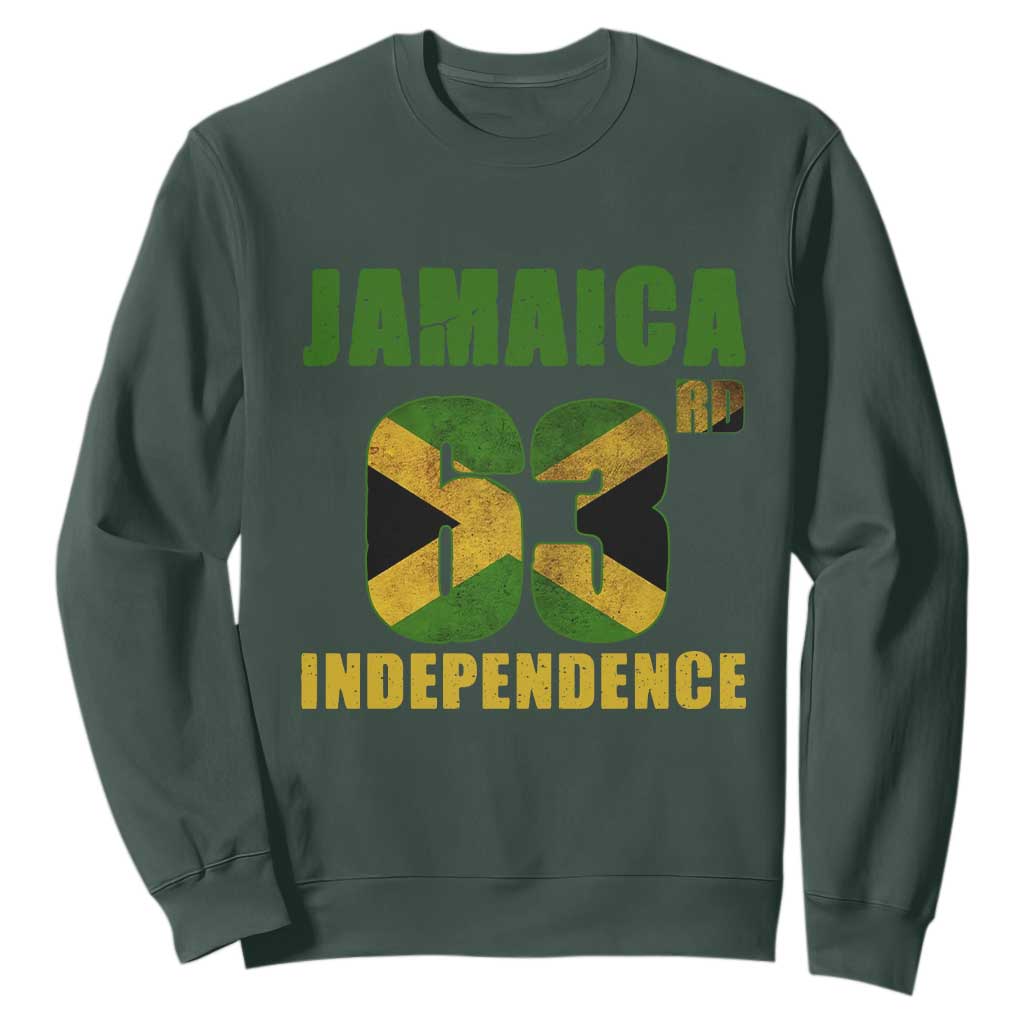 Jamaica 63rd Independence Sweatshirt Jamaican Pride TS11 Dark Forest Green Print Your Wear