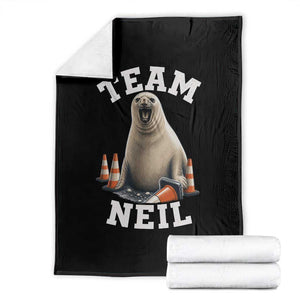 Team Neil The Seal Throw Blanket Funny Tasmania Elephant Seal with Traffic Cone TS11 Black Print Your Wear