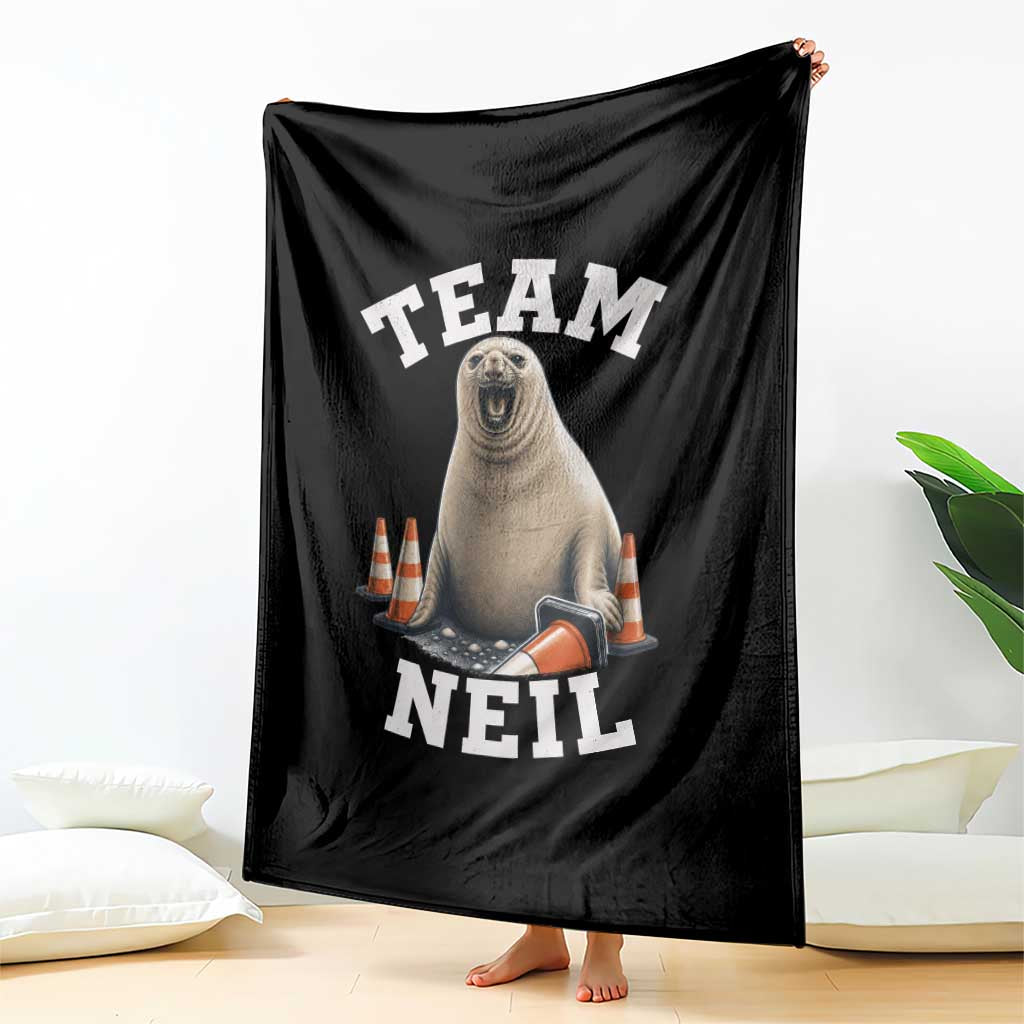 Team Neil The Seal Throw Blanket Funny Tasmania Elephant Seal with Traffic Cone TS11 Print Your Wear